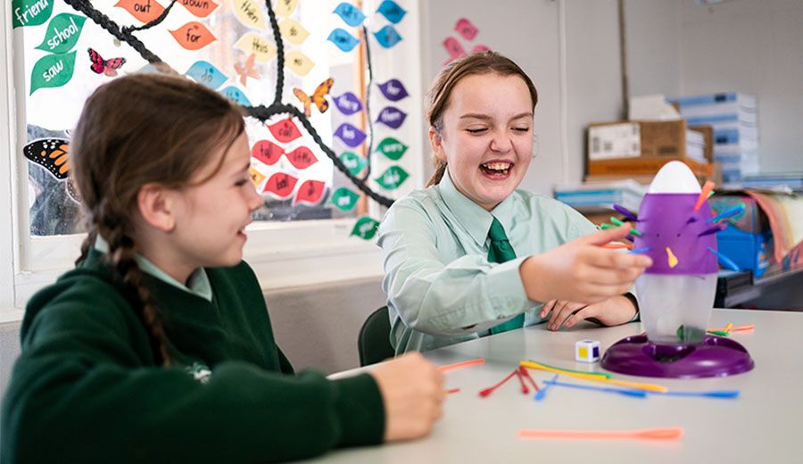 Middle school students playing a game